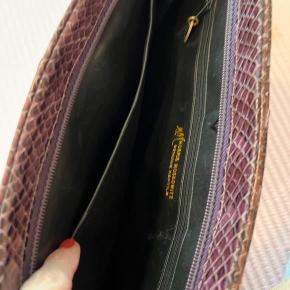 Morris Moscowitz immaculate vintage  reptile clutch plum - Picture 6 of 8